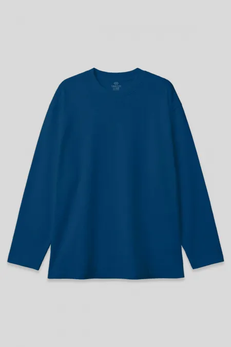 Tommylife Toptan İndigo Basic O Yaka Erkek Sweatshirt - 88107