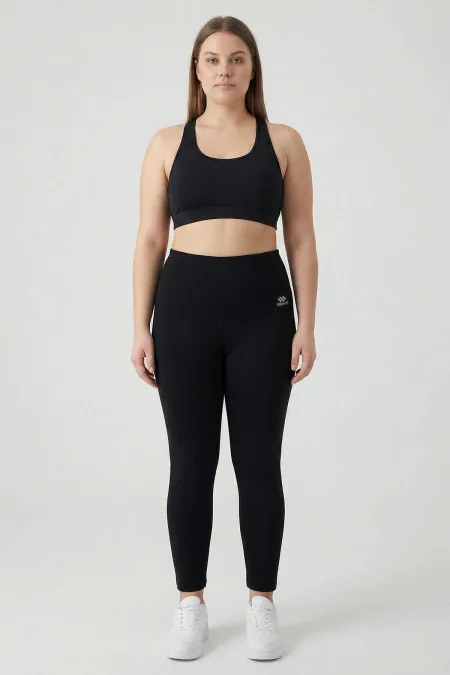 Leggings gainants noirs taille haute Tommylife pour femmes grandes tailles - 94650