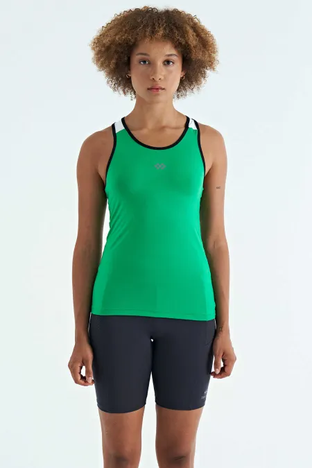Débardeur femme Tommylife Wholesale vert avec détail imprimé au dos - Coupe standard - 97269
