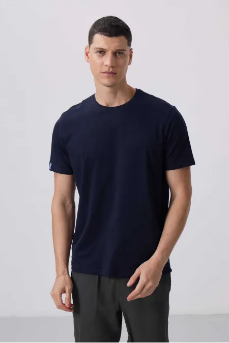 T-shirt basique Tommylife à col rond et coupe standard pour homme, bleu marine, référence 87911.