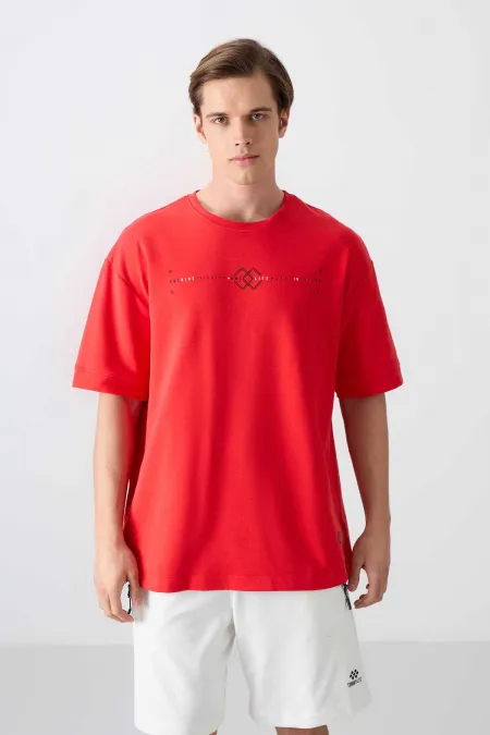 Tommylife Toptan O Yaka Oversize Baskılı Erkek T-Shirt 88323 Fiesta