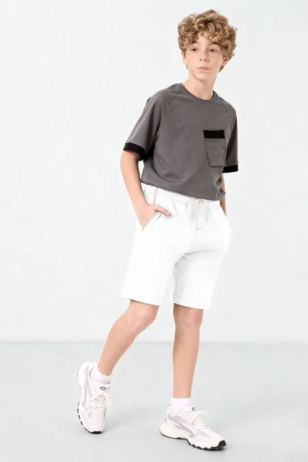 Tommlife Wholesale Shorty à lacets écru, coupe standard - 11284