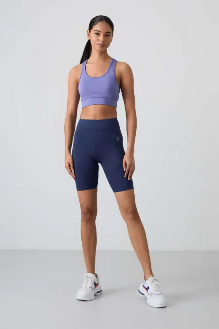 Leggings motardes taille haute Tommylife pour femmes, modèle 91013 indigo, en gros