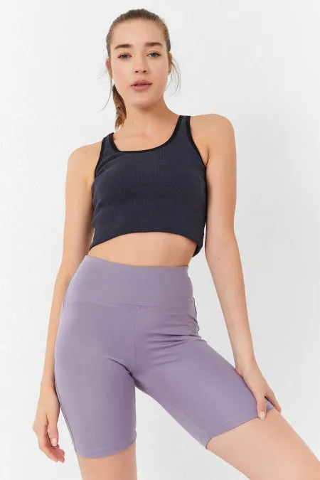 Débardeur court sans manches Tommylife, coupe ajustée, col en U, anthracite, en gros - 97162