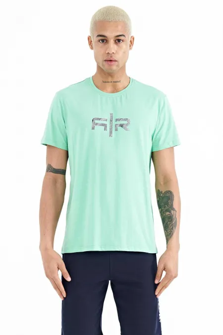 Tommylife Wholesale Boris Crew Neck Standard Fit Printed Men's T-Shirt 88206 Aqua Green