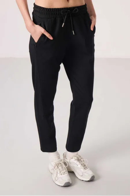 Pantalon Tommylife Wholesale pour femme, coupe slim, fermeture éclair invisible et texture douce - 94668 Noir