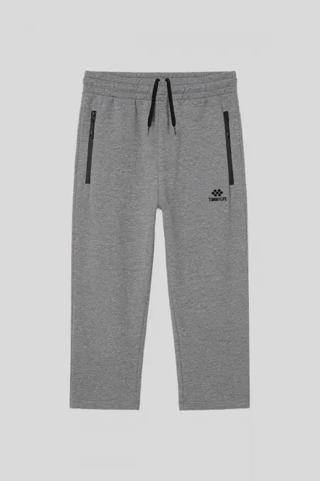 Pantalon Capri classique pour homme Tommylife, gris chiné, avec poche zippée - 83095