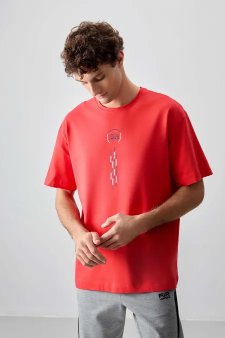 Tommylife Wholesale Crew Neck Oversize Printed Men's T-Shirt 88355 Fiesta