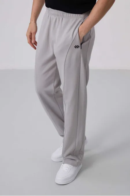 Pantalon palazzo pour homme Tommylife Wholesale, coupe standard, surface texturée, référence 82171, couleur pierre