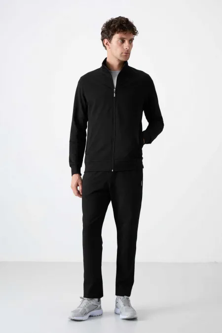 Survêtement zippé confortable Tommylife pour homme, vente en gros, 85072, noir
