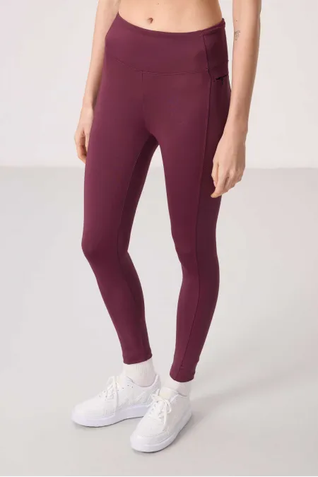 Leggings de performance Tommylife Wholesale en polyester souple, coupe standard, pour femmes - 94667 Bordeaux