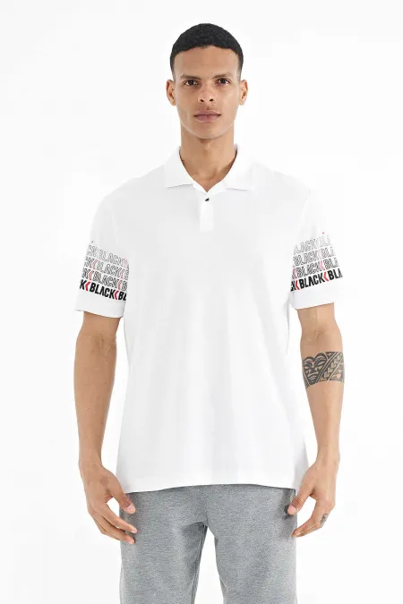 T-shirt homme Tommylife en gros, manches blanches imprimées, col polo, coupe standard - 88240
