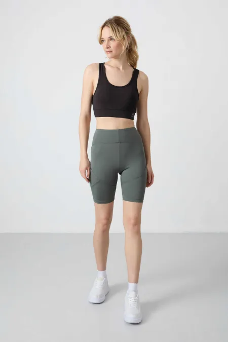 Leggings motardes taille haute Tommylife pour femmes, modèle 91013 kaki, en gros