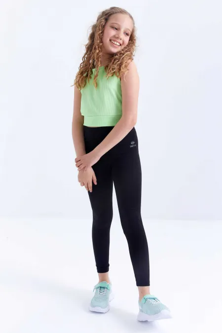 Leggings noirs taille haute et coupe slim pour filles Tommylife (vente en gros) - 75047