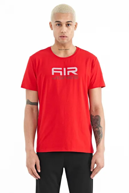 Tommylife Wholesale Liam Crew Neck Standard Fit Printed Men's T-Shirt 88207 Red