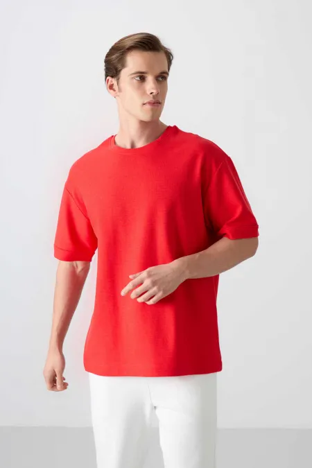 Tommylife Toptan O Yaka Oversize Basic Erkek T-Shirt 88339 Fiesta