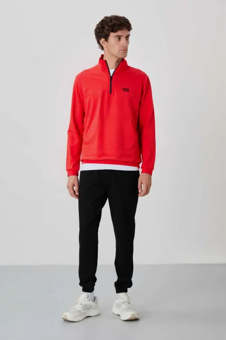 Tommylife Wholesale Herbert Standard Fit Stand Collar Men's Tracksuit Set 85233 Fiesta - Black