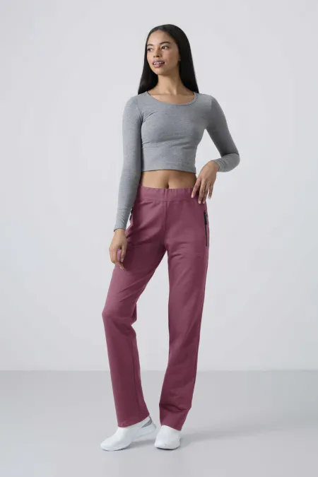 Pantalon de survêtement Tommylife Wholesale Soft Cherry pour femme, avec poches zippées, coupe confortable et jambes classiques - 94195