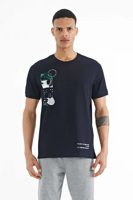 T-shirt homme Tommylife Wholesale, imprimé marine, col rond, coupe standard - 88216