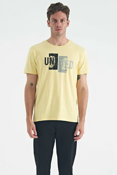 Tommylife Wholesale Elvis Crew Neck Standard Fit Printed Men's T-Shirt 88218 Yellow