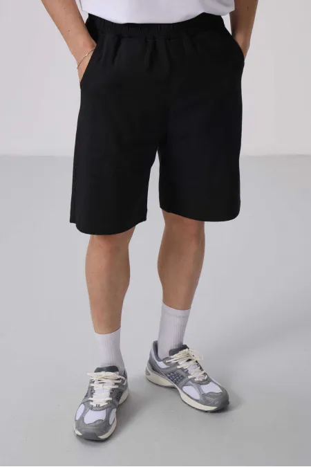 Short chino extensible léger, coupe standard, tissé, Tommylife Wholesale 81290 Noir