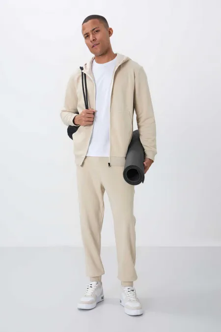 Tommylife Toptan Rahat Kalıp Basic Erkek Eşofman Takım 85262 Bej