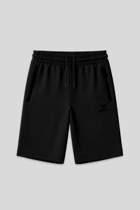 Short noir grande taille pour homme Tommylife, coupe standard, avec poche zippée - 81151