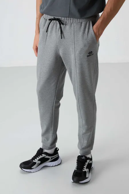 Tommylife Wholesale Comfort Fit Embroidered Men's Jogger Sweatpants 82123 Grey Melange