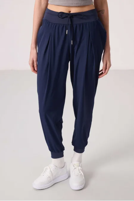 Tommylife Toptan Polyester Cepli Standart Kalıp Kadın Pantolon - 94677 İndigo