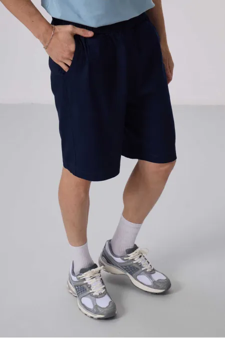 Short chino extensible léger, coupe standard, tissé, Tommylife Wholesale 81290 Bleu marine