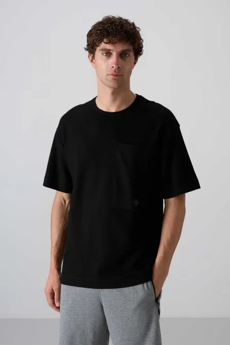 Tommylife Toptan O Yaka Oversize Basic Erkek T-Shirt 88341 Siyah
