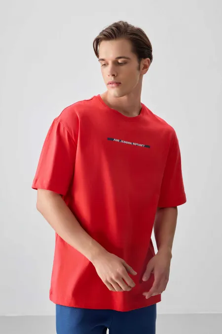 Tommylife Wholesale Crew Neck Oversize Printed Men's T-Shirt 88358 Fiesta