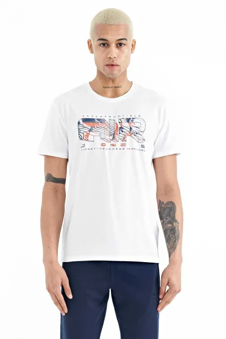 Tommylife Wholesale Oscar Crew Neck Standard Fit Printed Men's T-Shirt 88226 White