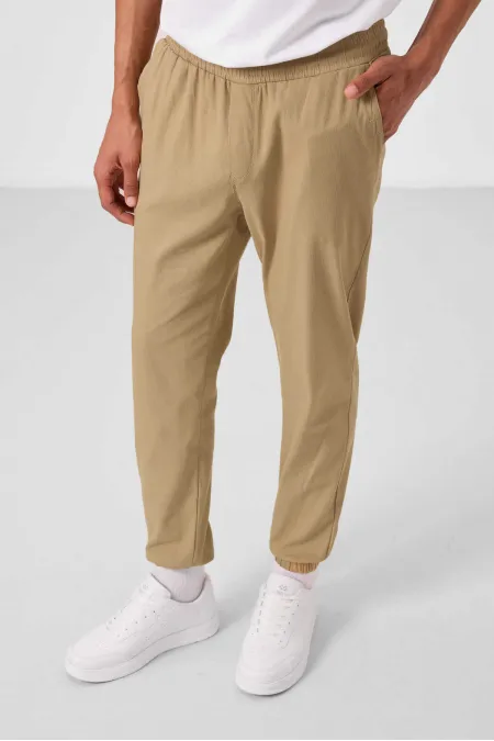 Pantalon chino extensible léger, coupe standard, tissé, Tommylife Wholesale, beige foncé, réf. 82176