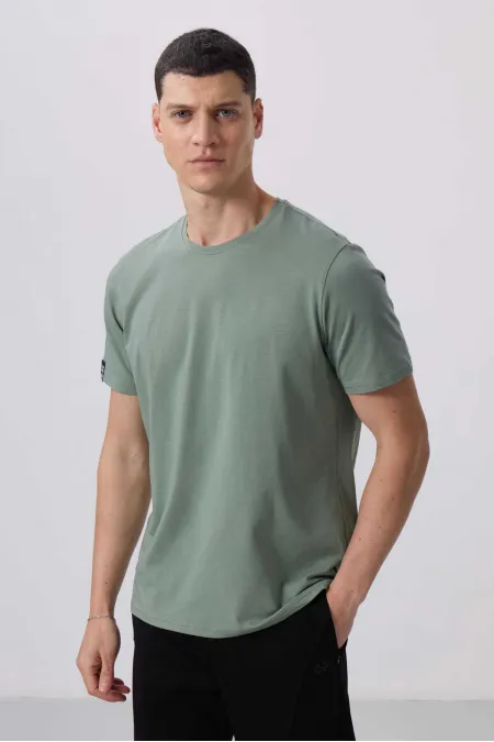 Tommylife Toptan O Yaka Standart Kalıp Basic Erkek T-Shirt 87911 Kaktüs