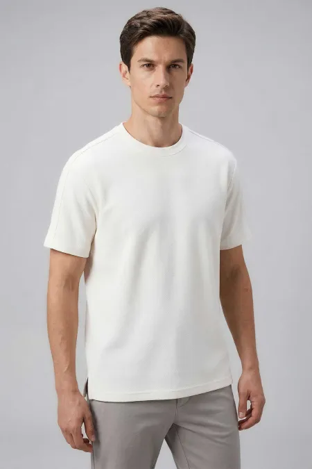 T-shirt homme Tommylife blanc cassé, coupe confortable, souple et respirant - 88495
