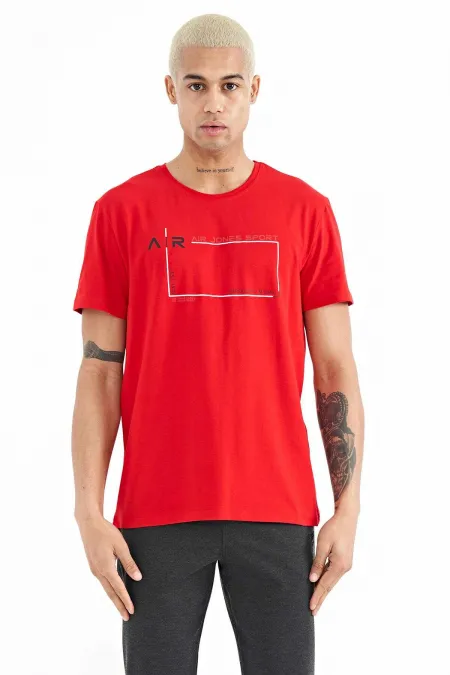 Tommylife Wholesale Otis Crew Neck Standard Fit Printed Men's T-Shirt 88228 Red