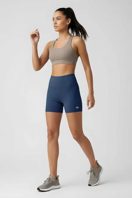 Leggings courts motardes taille haute coupe slim indigo pour femmes Tommlife Wholesale - 91017