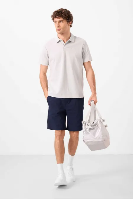 Short chino extensible léger, coupe standard, tissé, Tommylife Wholesale, bleu marine, référence 81292