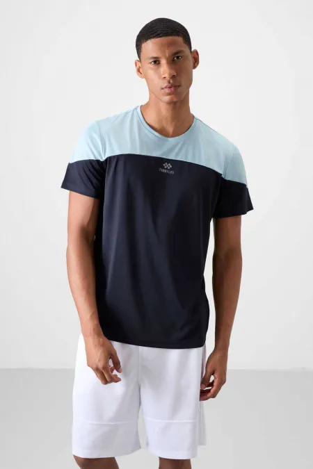 Tommylife Toptan O Yaka Standart Kalıp Aktif Spor Erkek T-Shirt 88386 Lacivert