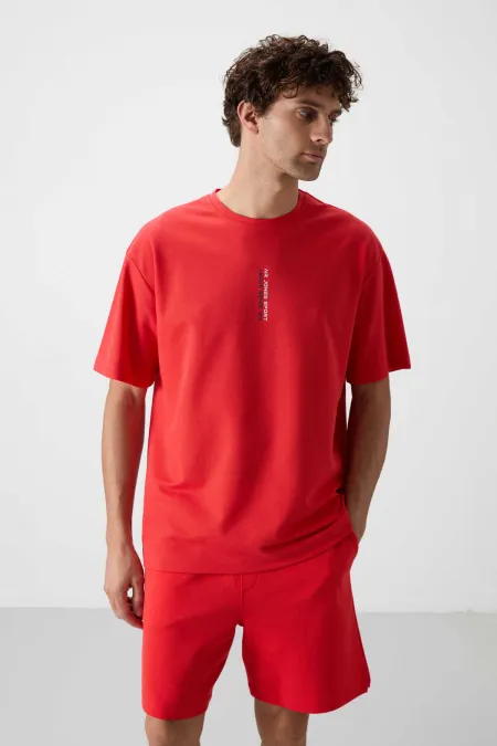 Tommylife Toptan O Yaka Oversize Baskılı Erkek T-Shirt 88368 Fiesta