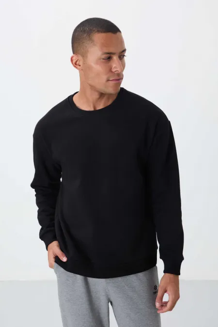 Sweat-shirt basique Tommylife Wholesale à col rond et coupe décontractée pour homme, référence 88418, noir