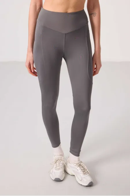 Leggings de performance extensibles en polyester Tommylife Wholesale pour femmes - 94666 Gris foncé