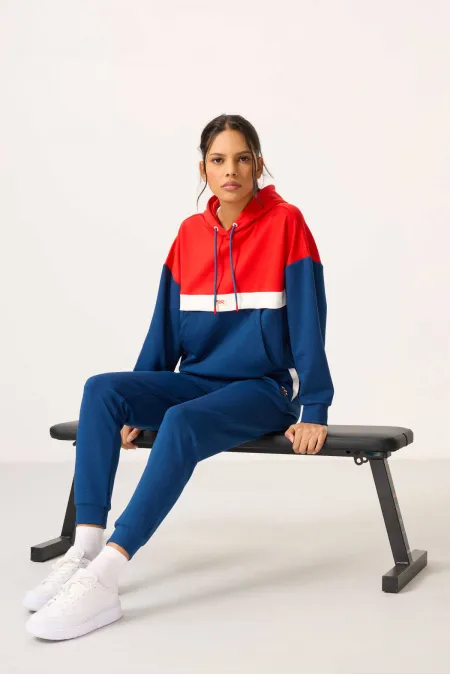 Ensemble de survêtement Tommylife Wholesale Parliament à capuche et blocs de couleur pour femme - 95327