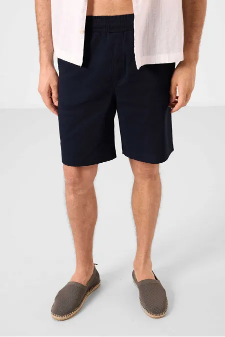 Short chino extensible léger, coupe standard, en denim bleu marine Tommylife Wholesale 81289