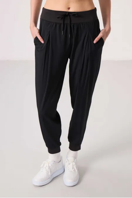 Pantalon Tommylife Wholesale en polyester, coupe standard, à poches, pour femme - 94677 Noir