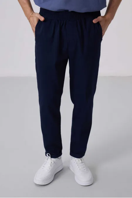 Pantalon chino extensible léger tissé coupe standard Tommylife Wholesale 82175 Bleu marine