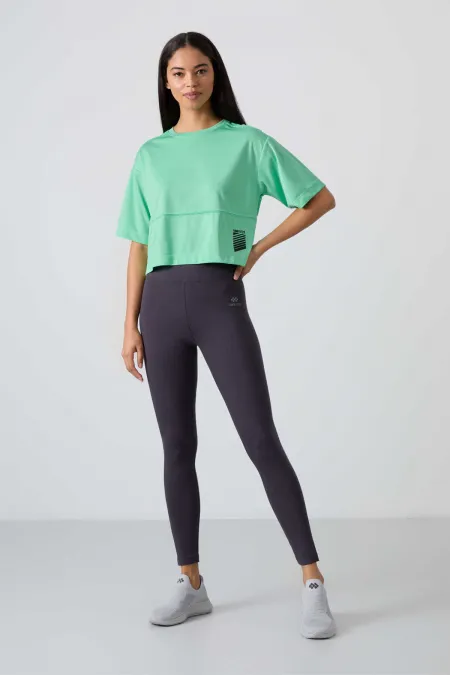 Leggings Tommylife en gros, anthracite, taille haute, coupe slim, jambes étroites - 94011