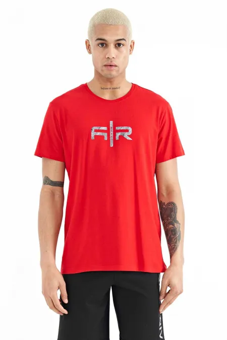 Tommylife Wholesale Boris Crew Neck Standard Fit Printed Men's T-Shirt 88206 Red