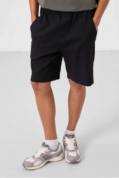 Short chino extensible léger, coupe standard, tissé, Tommylife Wholesale, noir, référence 81292